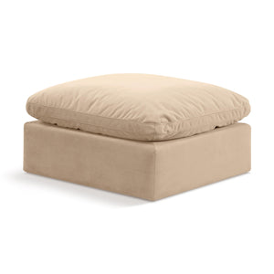 Meridian Indulge Beige Velvet Ottoman
