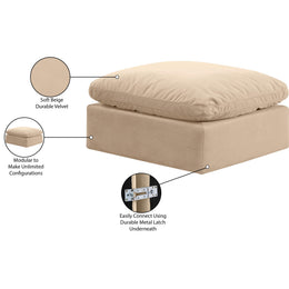 Meridian Indulge Beige Velvet Ottoman