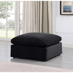 Meridian Indulge Black Velvet Ottoman