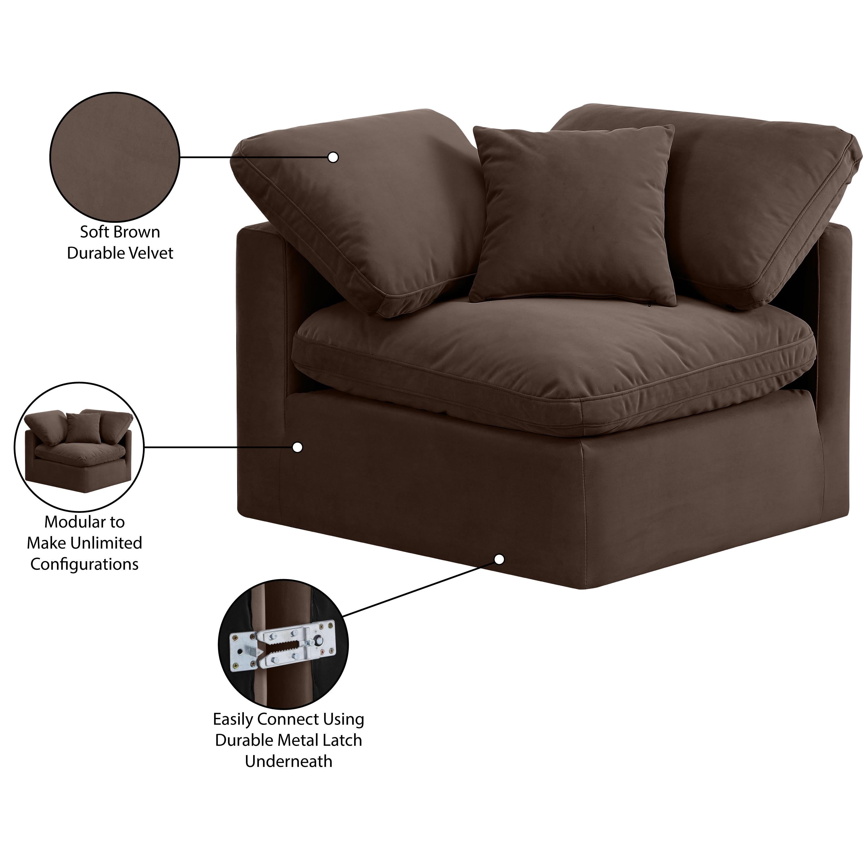 Meridian Indulge Brown Velvet Corner Chair