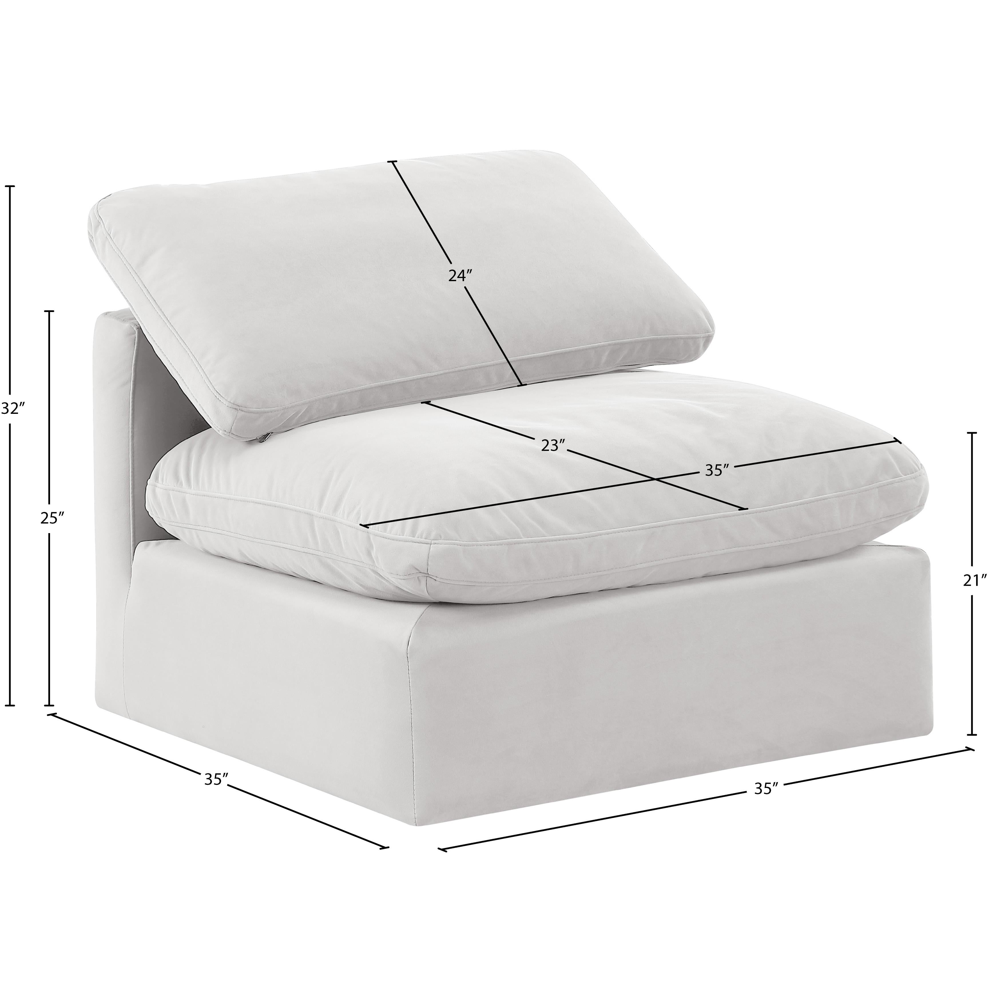 Meridian Indulge Cream Velvet Armless Chair