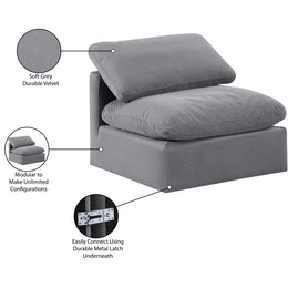 Meridian Indulge Grey Velvet Armless Chair