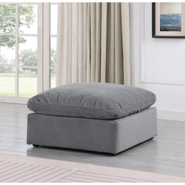Meridian Indulge Grey Velvet Ottoman