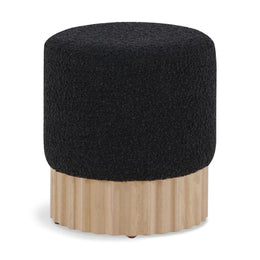 Meridian Veranda Black Boucle Fabric Ottoman/Stool