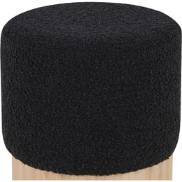 Meridian Veranda Black Boucle Fabric Ottoman/Stool