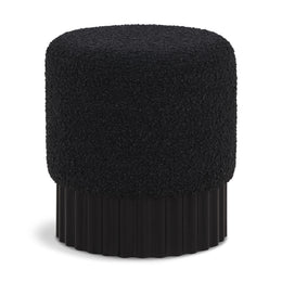 Meridian Veranda Black Boucle Fabric Ottoman/Stool