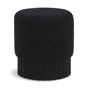 Meridian Veranda Black Boucle Fabric Ottoman/Stool