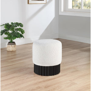 Meridian Veranda Cream Boucle Fabric Ottoman/Stool