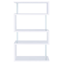 Emelle 63-inch 4-shelf Glass Panel Bookshelf Black