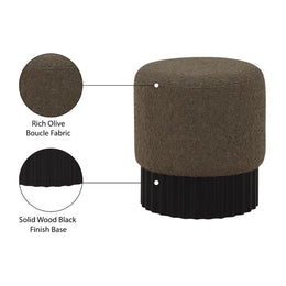 Meridian Veranda Olive Boucle Fabric Ottoman/Stool