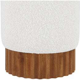 Meridian Veranda Cream Boucle Fabric Ottoman/Stool