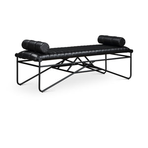 Meridian Gatsby Black Vegan Leather Bench