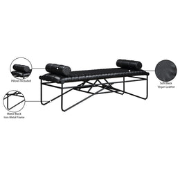 Meridian Gatsby Black Vegan Leather Bench