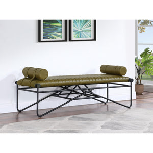 Meridian Gatsby Olive Vegan Leather Bench