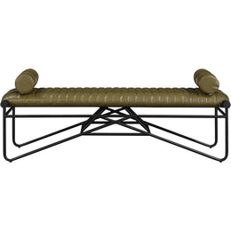 Meridian Gatsby Olive Vegan Leather Bench