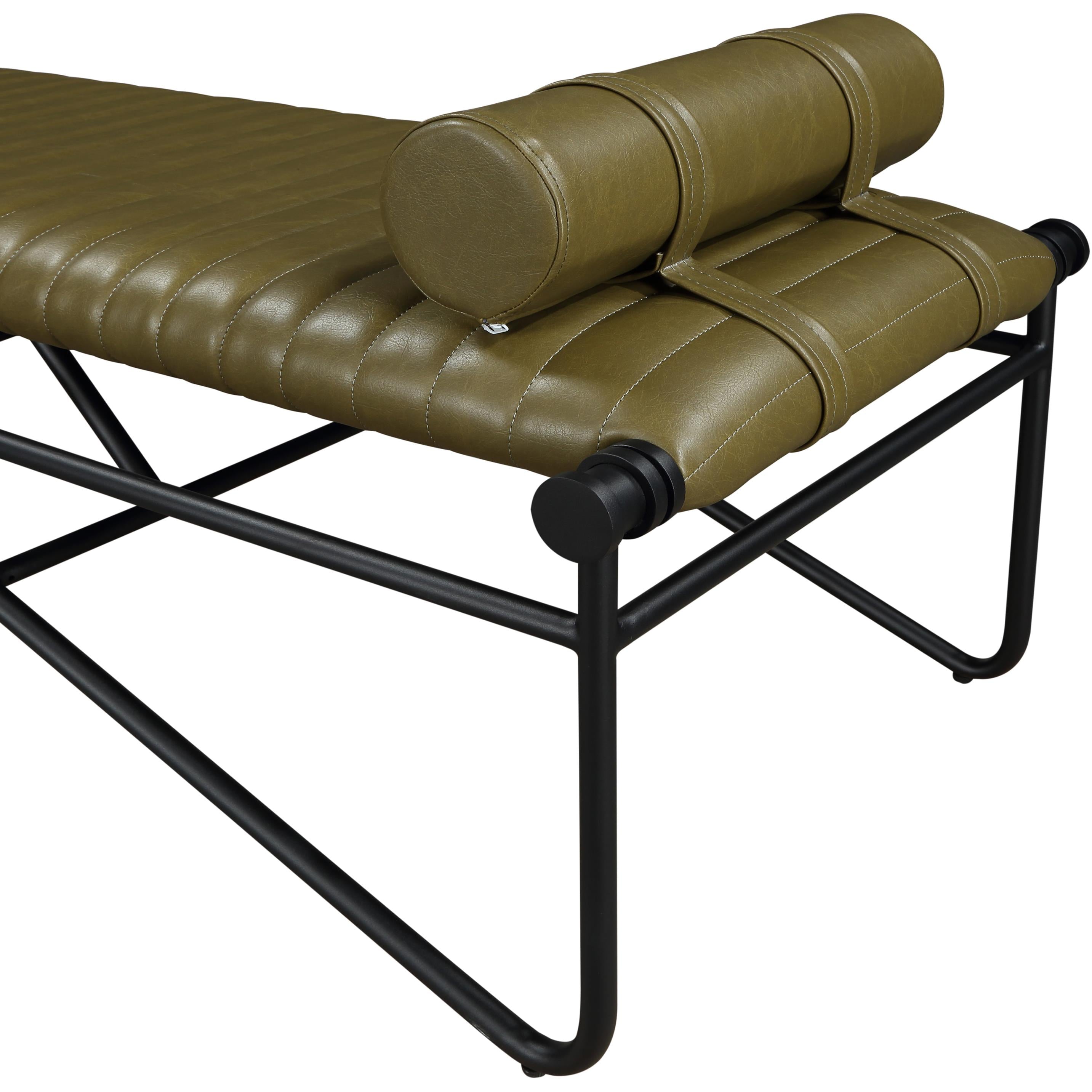Meridian Gatsby Olive Vegan Leather Bench