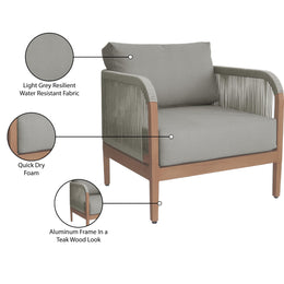 Meridian Maui Grey Water Resistant Fabric Outdoor Patio Chair