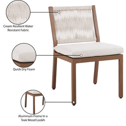 Meridian Maui Cream Water Resistant Fabric Outdoor Patio Dining Side Chair