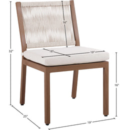 Meridian Maui Cream Water Resistant Fabric Outdoor Patio Dining Side Chair