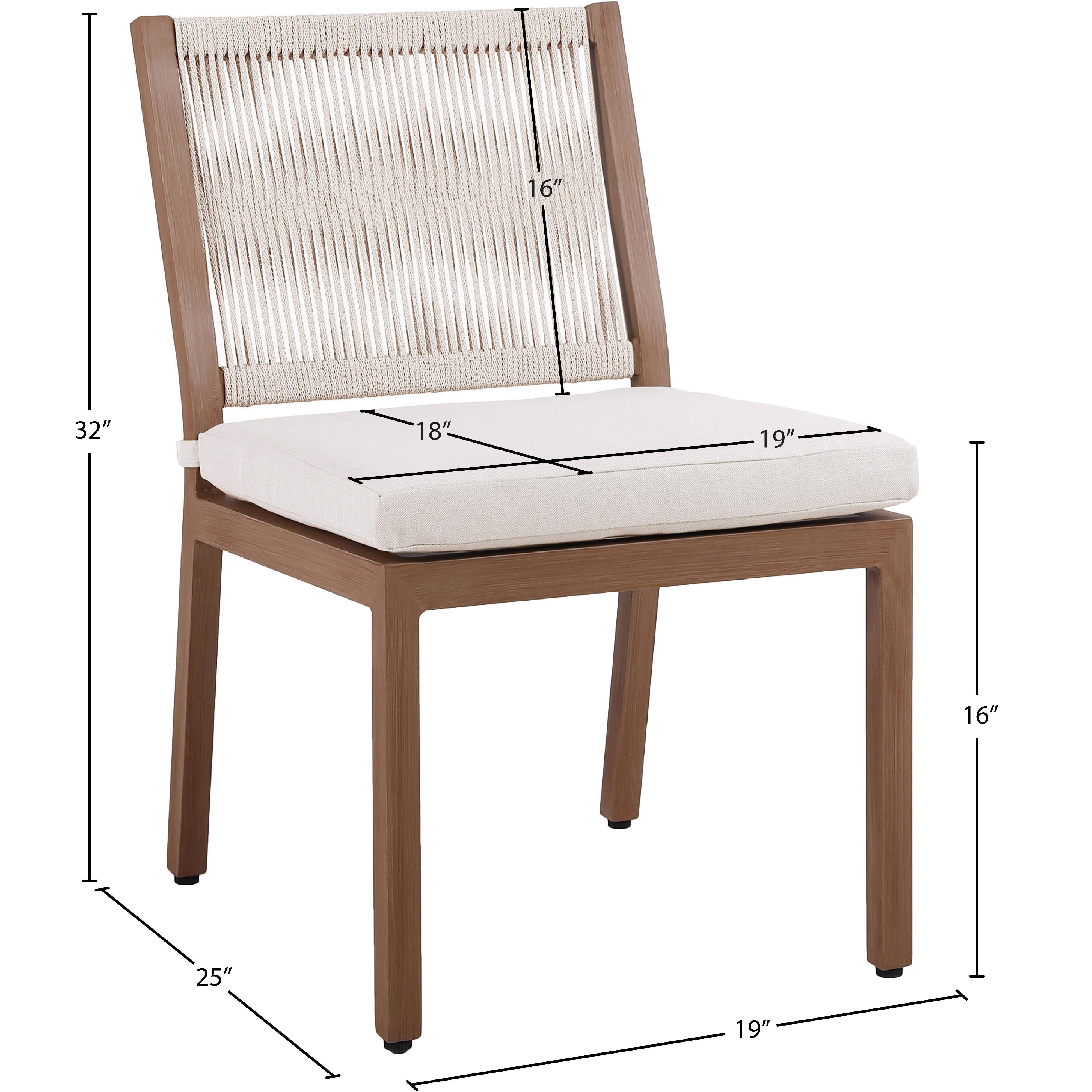 Meridian Maui Cream Water Resistant Fabric Outdoor Patio Dining Side Chair