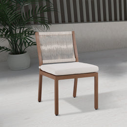 Meridian Maui Cream Water Resistant Fabric Outdoor Patio Dining Side Chair