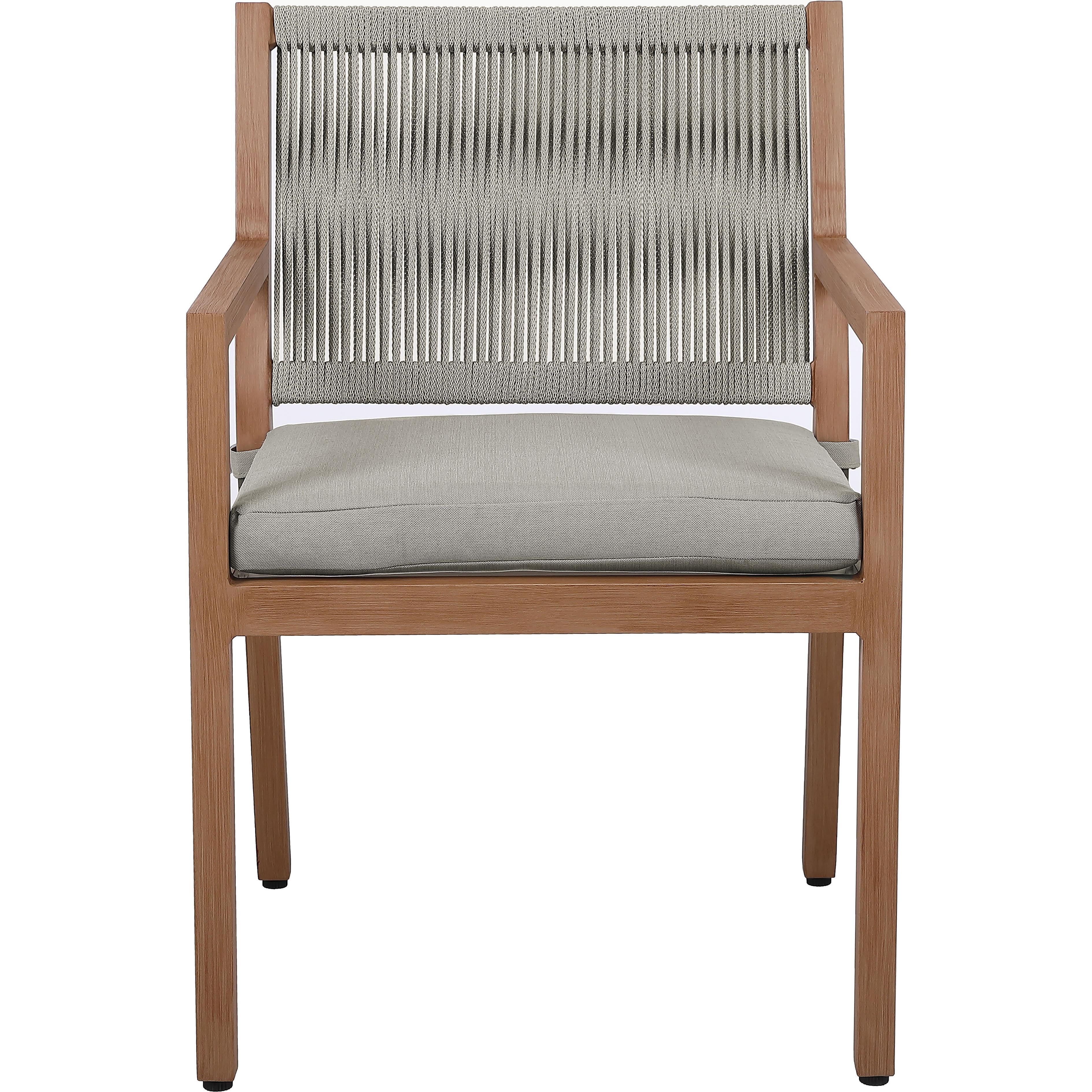 Meridian Maui Grey Water Resistant Fabric Outdoor Patio Dining Arm Chair