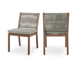 Meridian Maui Grey Water Resistant Fabric Outdoor Patio Dining Side Chair