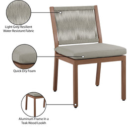 Meridian Maui Grey Water Resistant Fabric Outdoor Patio Dining Side Chair