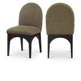 Meridian Waldorf Olive Boucle Fabric Dining Chair