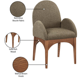 Meridian Waldorf Olive Boucle Fabric Dining Chair