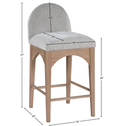 Meridian Waldorf Grey Chenille Fabric Stool