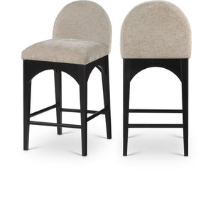 Meridian Waldorf Beige Chenille Fabric Stool