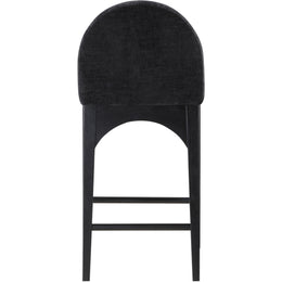 Meridian Waldorf Black Chenille Fabric Stool
