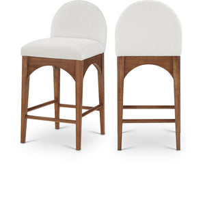 Meridian Waldorf Cream Chenille Fabric Stool
