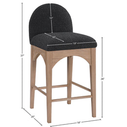 Meridian Waldorf Black Boucle Fabric Stool