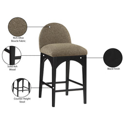 Meridian Waldorf Olive Boucle Fabric Stool