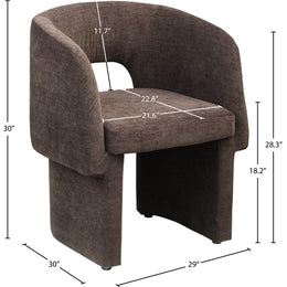 Meridian Emmet Brown Chenille Fabric Dining Chair / Accent Chair
