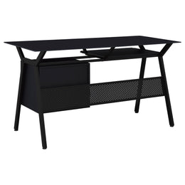 Weaving 55-inch 2-drawer Computer Desk Keyboard Tray Black