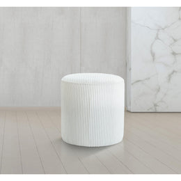 Meridian Roy Cream Microsuede Fabric Ottoman/Stool