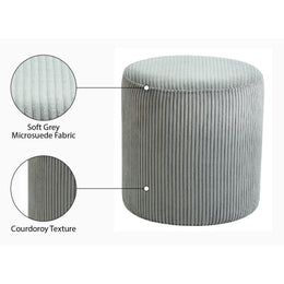 Meridian Roy Grey Microsuede Fabric Ottoman/Stool