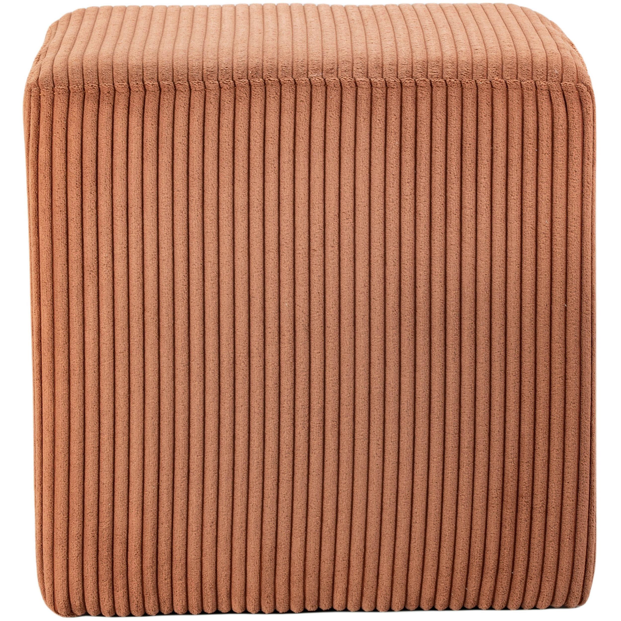 Meridian Roy Cognac Microsuede Fabric Ottoman/Stool