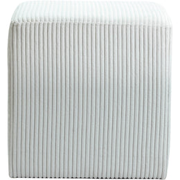 Meridian Roy Cream Microsuede Fabric Ottoman/Stool