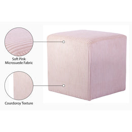 Meridian Roy Pink Microsuede Fabric Ottoman/Stool