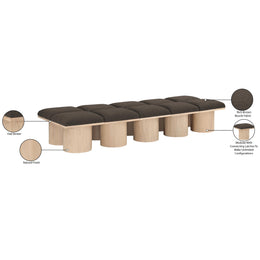 Meridian Pavilion Brown Boucle Fabric Bench