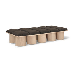 Meridian Pavilion Brown Boucle Fabric Bench