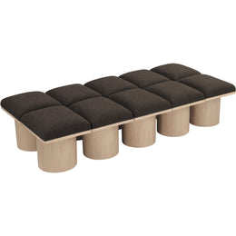 Meridian Pavilion Brown Boucle Fabric Bench