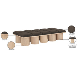 Meridian Pavilion Brown Boucle Fabric Bench