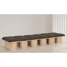 Meridian Pavilion Brown Boucle Fabric Bench