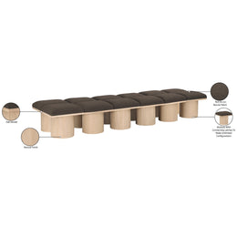 Meridian Pavilion Brown Boucle Fabric Bench