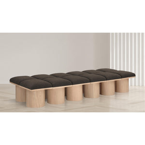 Meridian Pavilion Brown Boucle Fabric Bench
